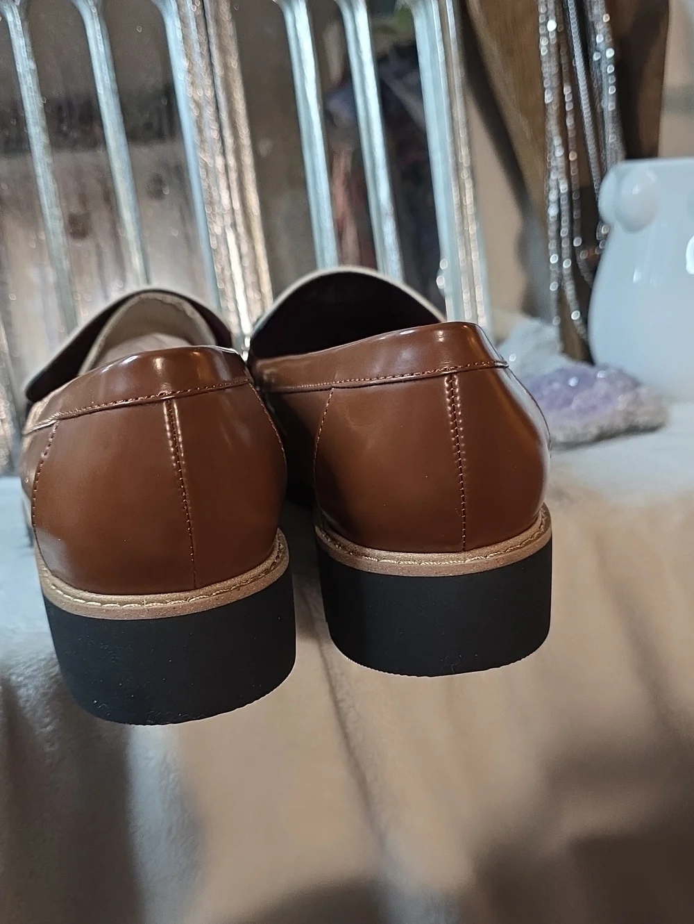 Franco Sarto Brown and White Colettte  Bridle Bit Loafers for Women Sz 11W
